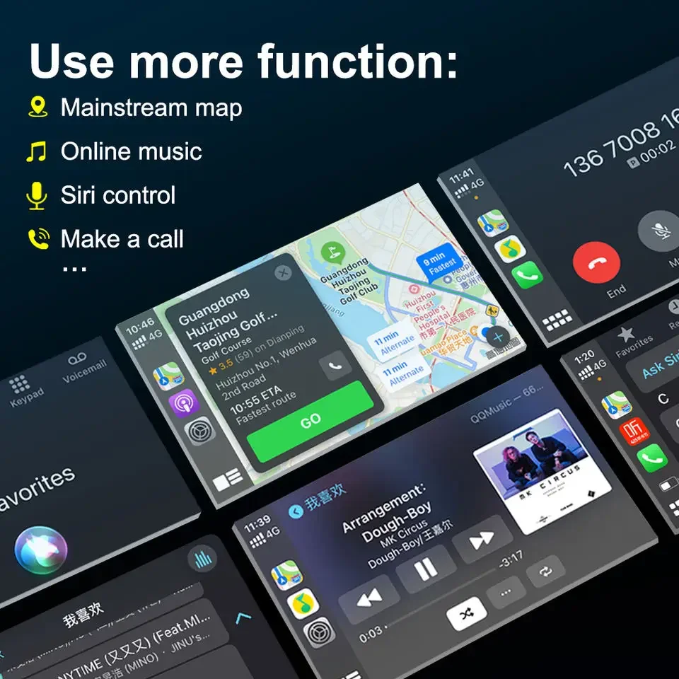 

Hot Sale Wireless Carplay Universal With Android Auto Mirror Link AirPlay Car Play Youtube Function