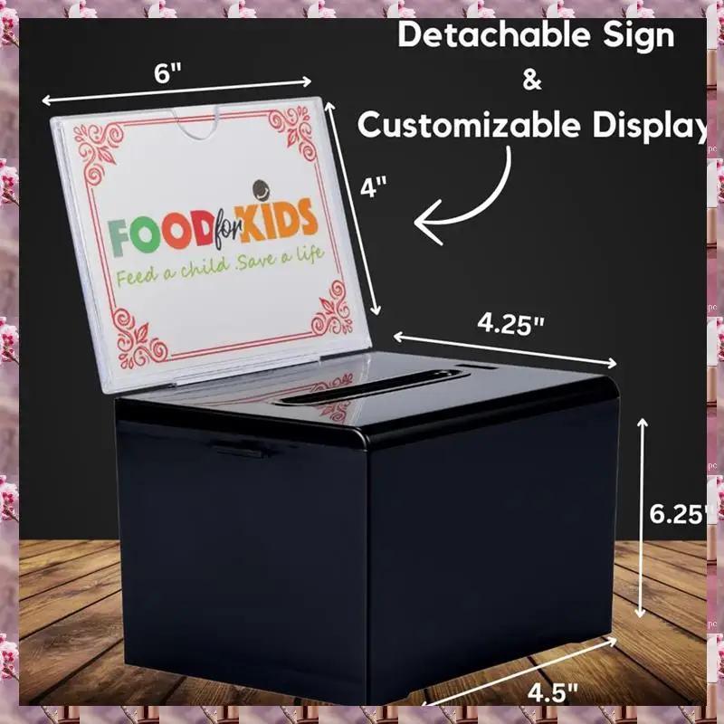 2025 Donation Box With Lock - Acrylic Suggestion Box With Slot, Ballot Lock Box With Sign Holder For Raffle, Voting,Donation Box