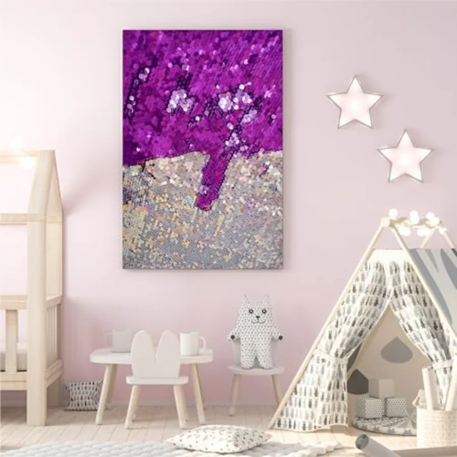 Sensory Sequin Reversible Sequins Wall Fabric with 0.2 Large Glitter Sequins for Room Decor in Family Spaces Toddler Rooms Clas