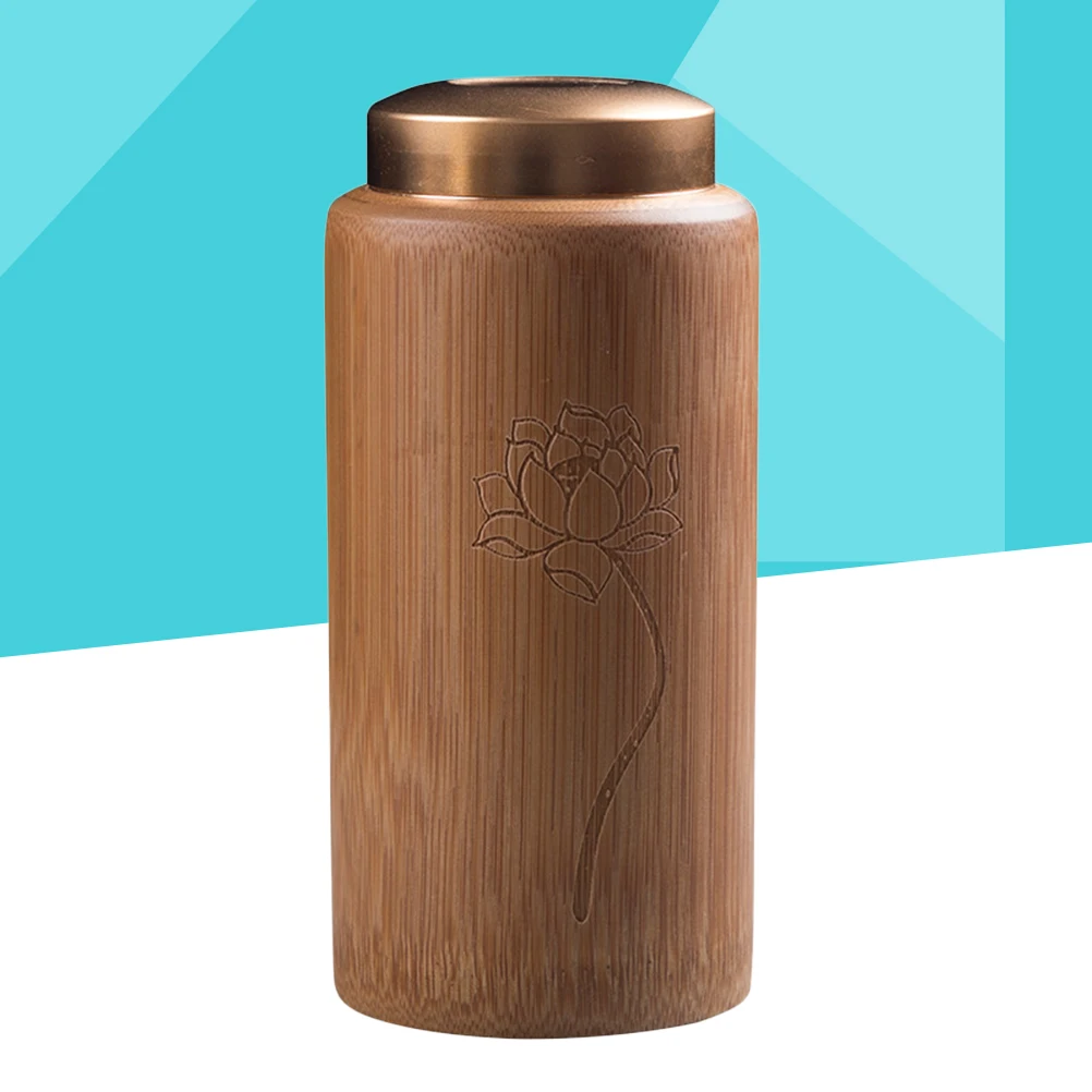 

Bamboo Made Tea Canister Eco friendly Simple Food Storage Jar Leaves Container Kitchen Pantry Office Use Dry Fresh
