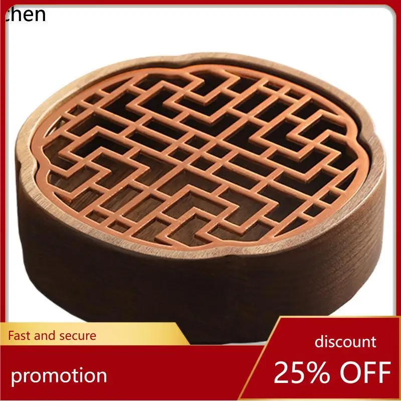 CZ Walnut Wood Tea Tray for Home Use, Small Tea Tray with Water Reservoir, Solid Wood Tea Brewing Tray, Teapot and Cup Holder