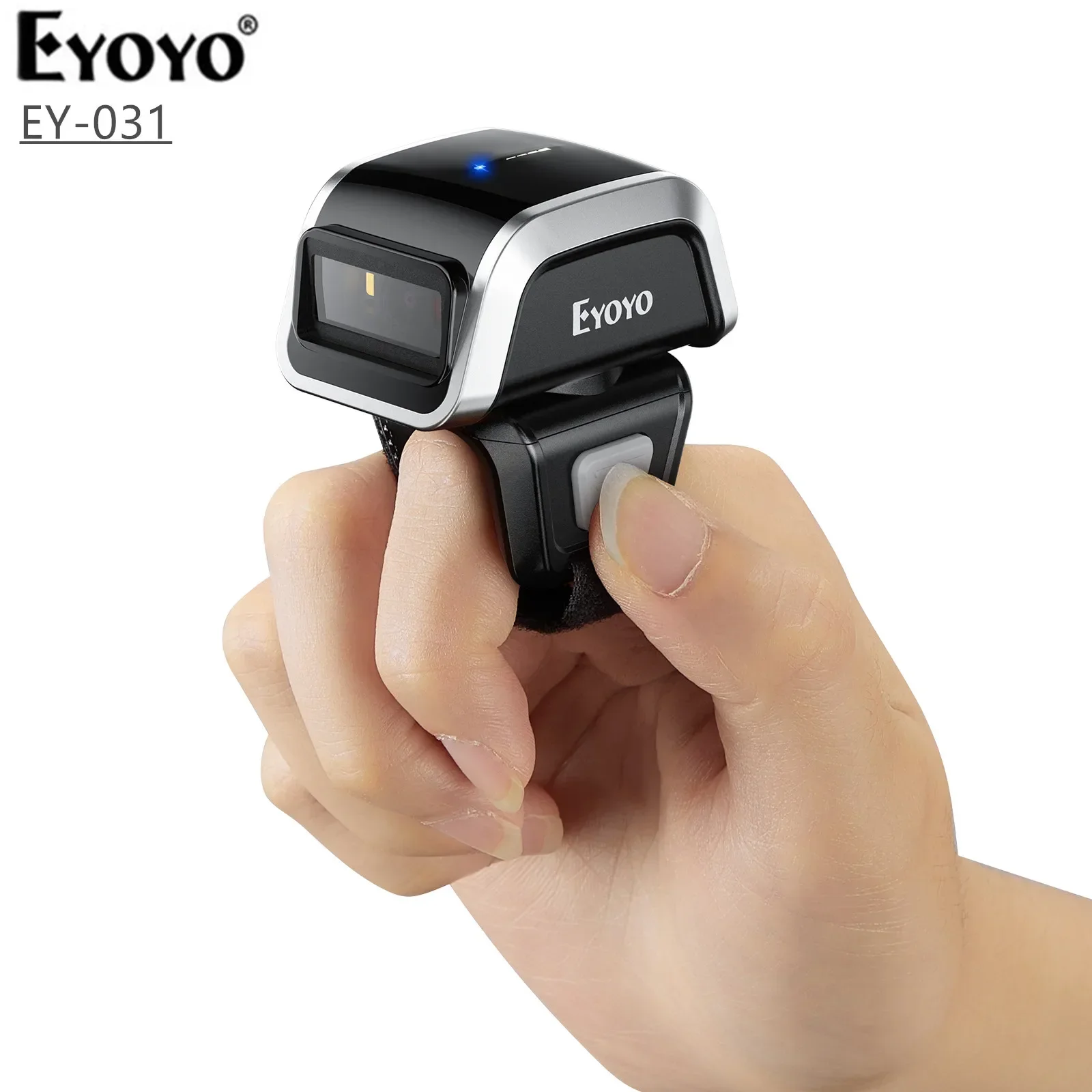 EYOYO Scanner Bluetooth Ring Wireless Mini Finger Barcode Reader 2D Barcode Scanner Android IOS PC PDF417 Data Matrix Scanner