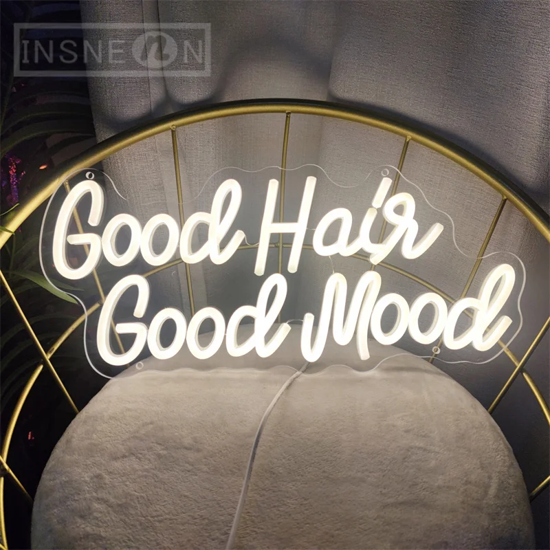 良い髪、良い気分-ネオンサイン-サロン-アート-デコレーション-壁飾り-ルームデコレーション-ネオンライト-家庭用-理髪店-ヘアショップ-デコレーション-ネオンledサイン
