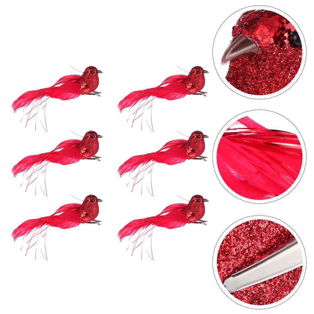 

6Pcs Lifelike Simulation Birds with Clips Froth Material Bird Decor for Photo Backdrop Educational Gift