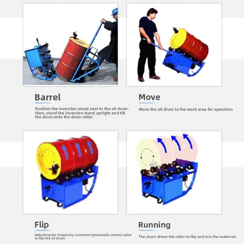 CX 200L iron oil drum handling, flipping, shaking, grease mixer, drum machine