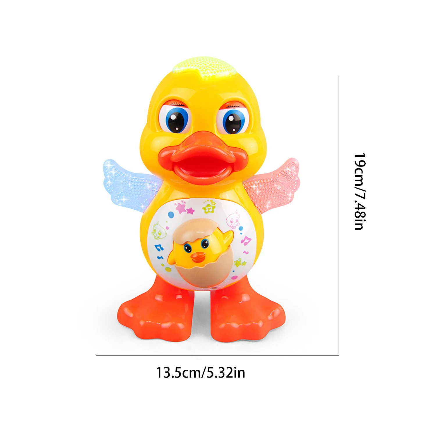 Canto, bailando, balanceo, lindo juguete eléctrico de dibujos animados con pato amarillo para niños (con 3 baterías de tamaño 5)