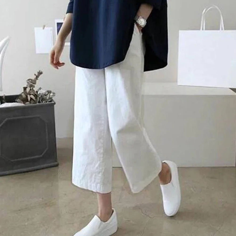 Spring Summer Cotton Linen Wide Leg Pants Loose Solid Color Comfortable Casual Quick Dry Breathable Everyday All-match Trousers