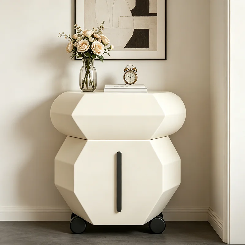 Elegant Storage Bedside Table White Designer Look Italian Narrow Nightstands Modern White Mesitas De Noche Bedroom Furniture