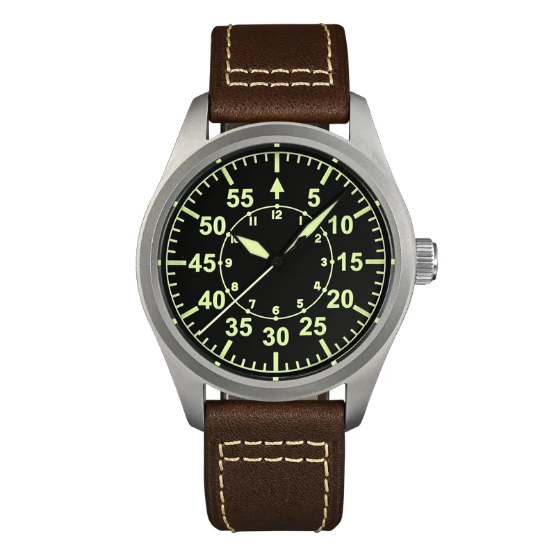 

San Martin Men Pilot Watch 39mm Titanium Automatic Military Mechanical Wristwatch 200M Waterproof C3 Luminous Sapphire YN55