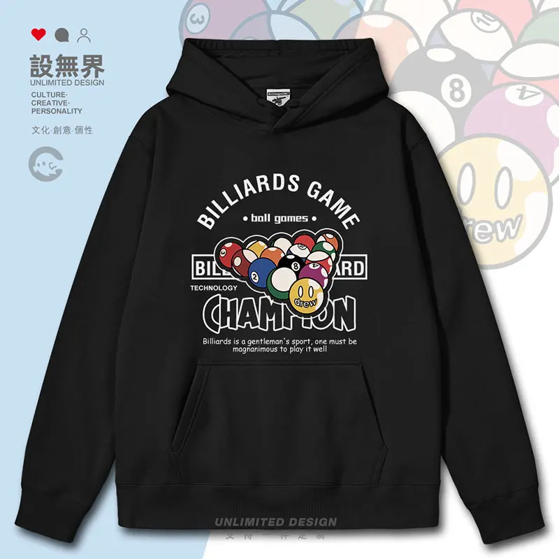 Retro American Street Billiards Theme Billiards mens hoodies winter white sporting clothing new men's autumn winter clothes