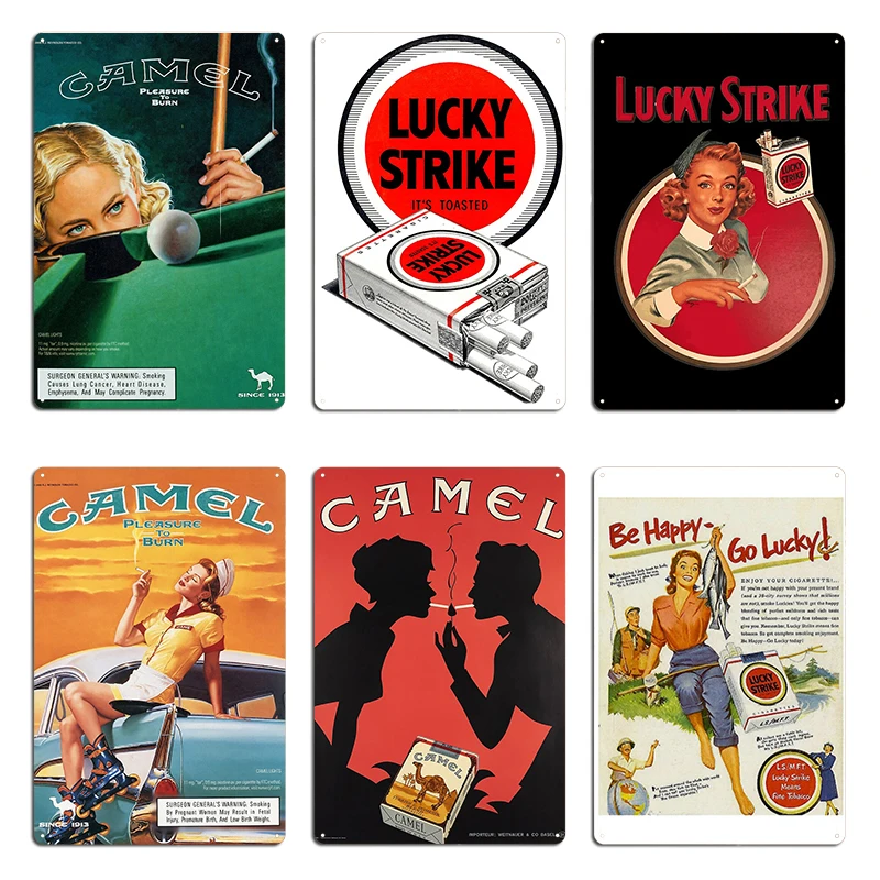 Vintage 1940'S Lucky Strike Cigarettes Ad Metal Signs Wall Cave Bar Cave Customize Plates Tin sign Posters