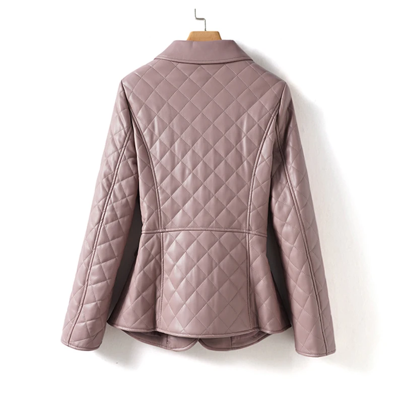 M-4XL Women's Sheepskin Short Leather Jackets 2025 Fall Winter Warm Thicken Female Casual Leather Padded Cotton Slim Jacket Coat