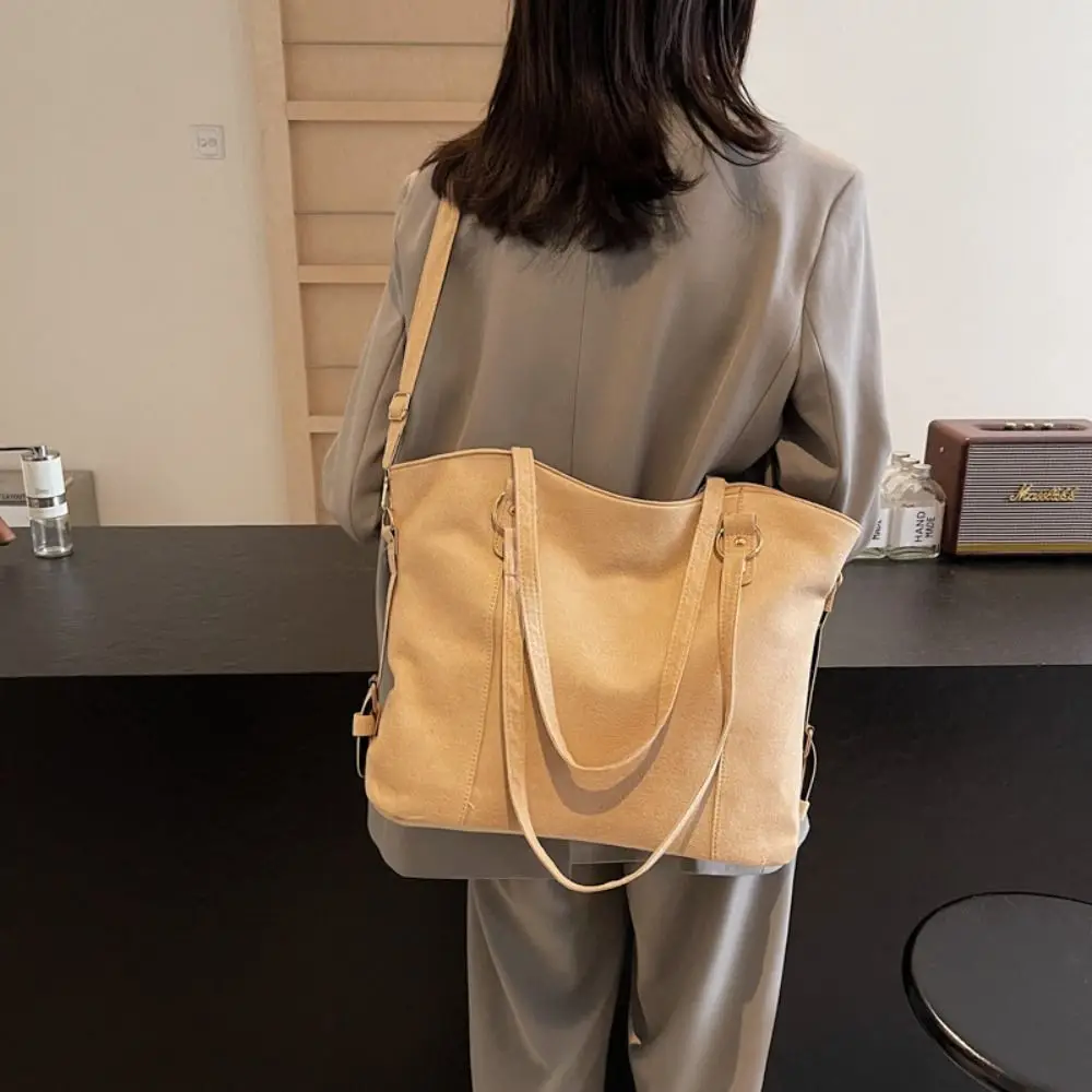 Fashion Large Capacity Suede Tote Bag Solid Color Casual Women's Crossbody Bag Commuting Shopper Travel Handbags Lady