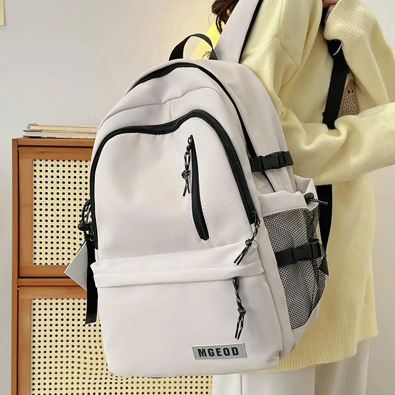 New Large Capacity Backpack Stylish Minimalist Color Block Versatile Bookbag Women Travel Double Shoulder Bag High School Stu...