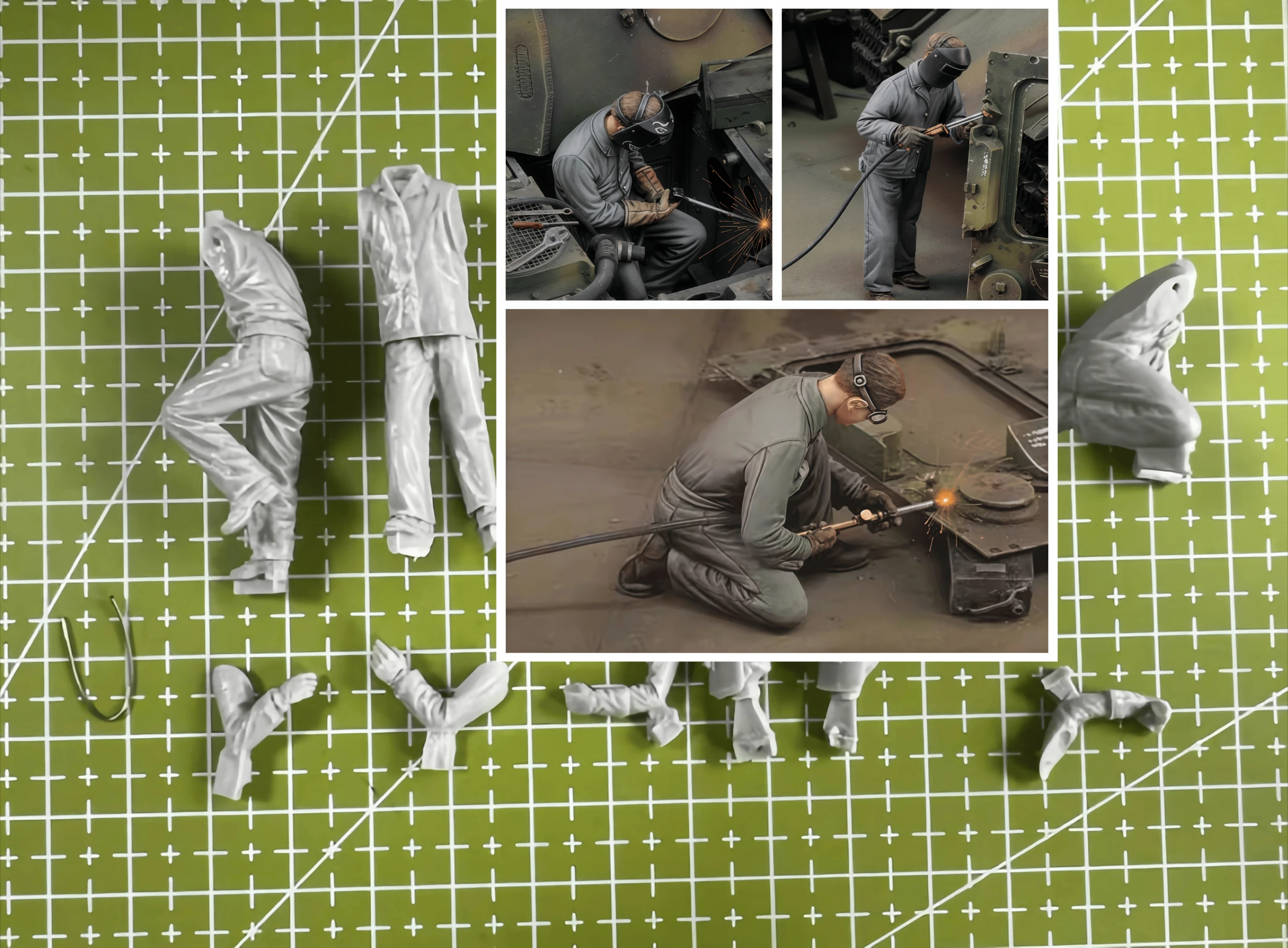 

1:35 Resin Model, Scene Model Production and Maintenance Personnel 3 People Gk, Uncolored