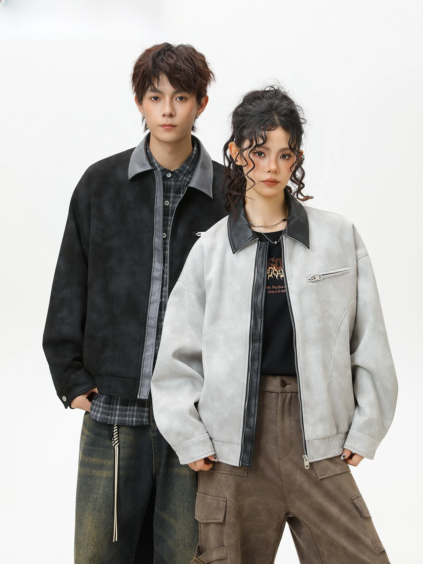 

Wassup ark, американский ретро-замшевый воротник, цвет Blo Jaet, мужская свободная рабочая одежда, верхняя одежда, модная длинная застежка-молния