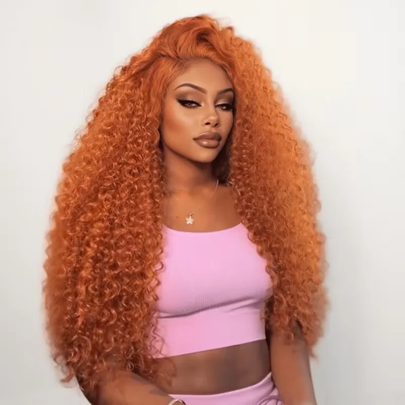 

36 Inch 13x6 Ginger Human Hair Wig Hd Frontal Lace Wig 13x6 Deep Wave Human HairLace Front Colored Pre Plucked Wigs For Women ﻿