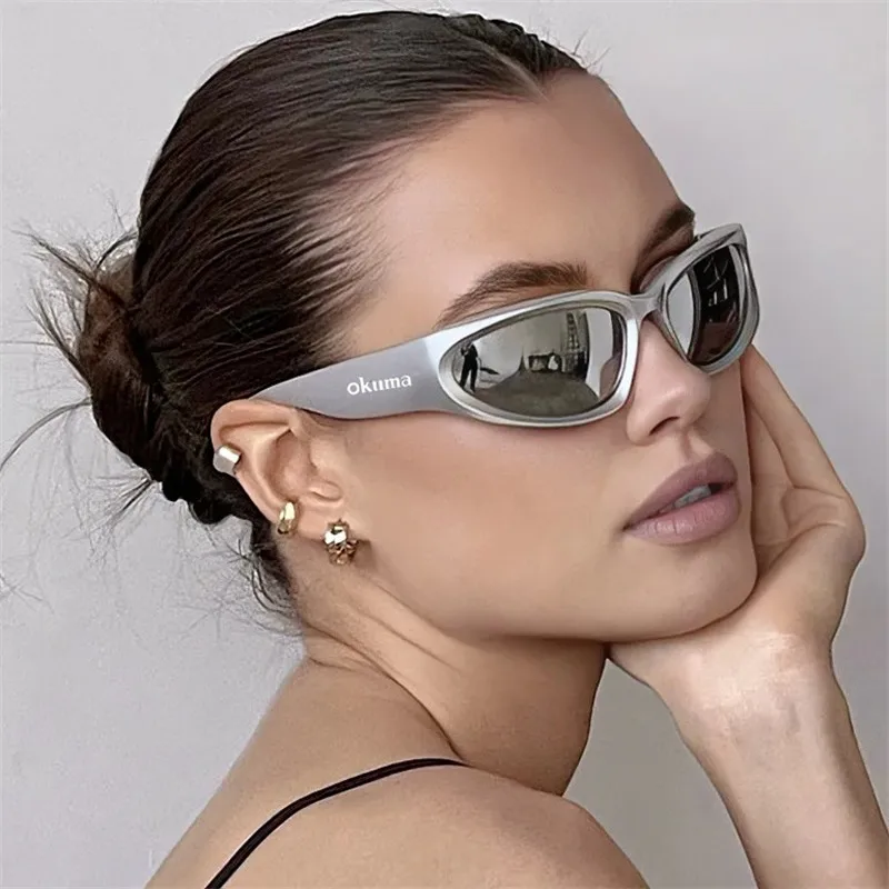 

Y2k sunglasses for men and women, cyberpunk glasses, technological and high-end sunglasses, cycling silver sun protection goggle