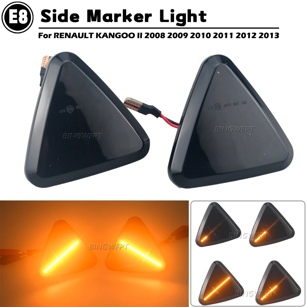 2Pcs Car Accessories LED Dynamic Side Marker Turn Signal Lights For RENAULT KANGOO II Mod.Bj.2/2008-7/2013