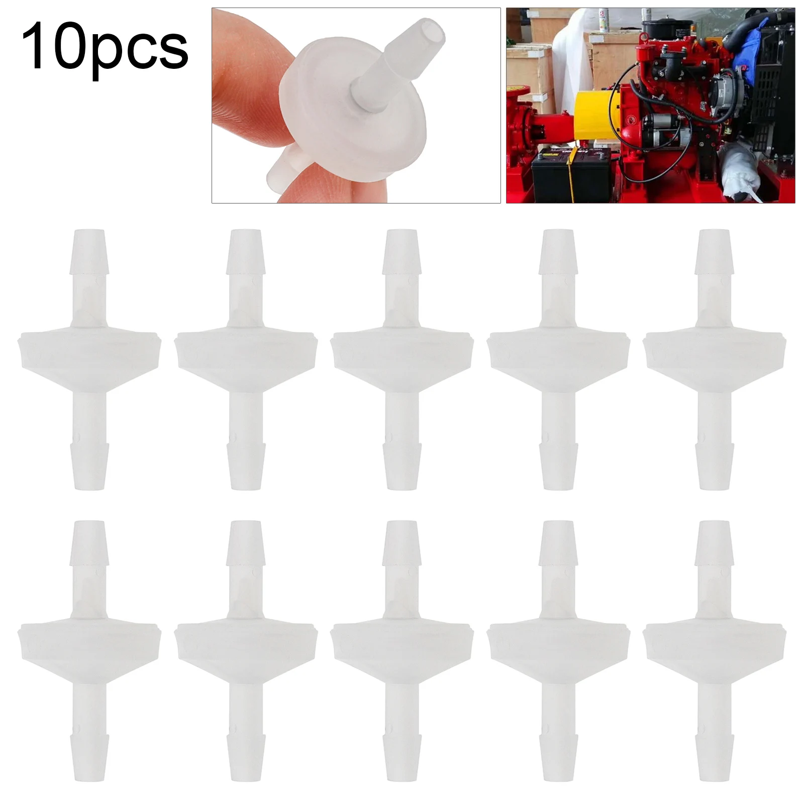 

10pcs 1/4 inch Plastic Check Valves for Fuel Gas Oil Air On e Way Barb Hose Inline Non Return Water Inline Fluids Check Valves