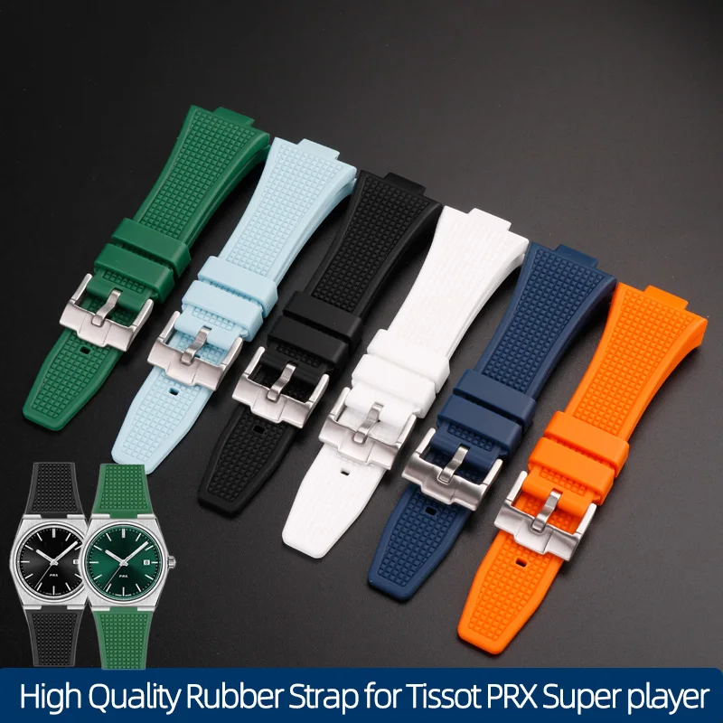 Silicone Rubber Watchband For TISSOT PRX Watchband T137.407/T137.410 Series Super player Men Wrist strap 27x12mm Convex End