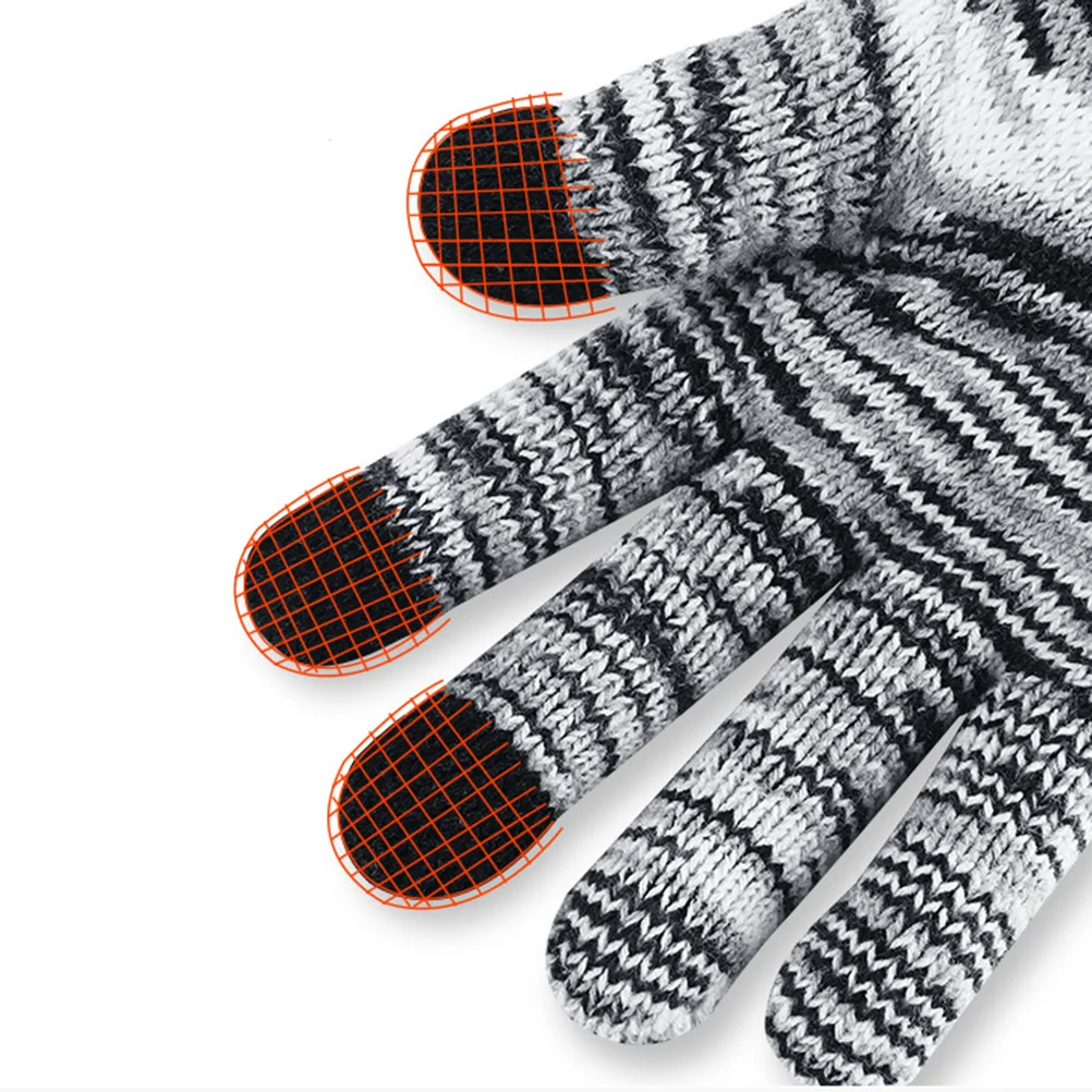 2 stücke Touchscreen Handschuhe Schwarz Weiß Gestrickte Volle Finger Winddicht Outdoor Sport Handschuhe Für Radfahren Wandern Fahren Winter Warm