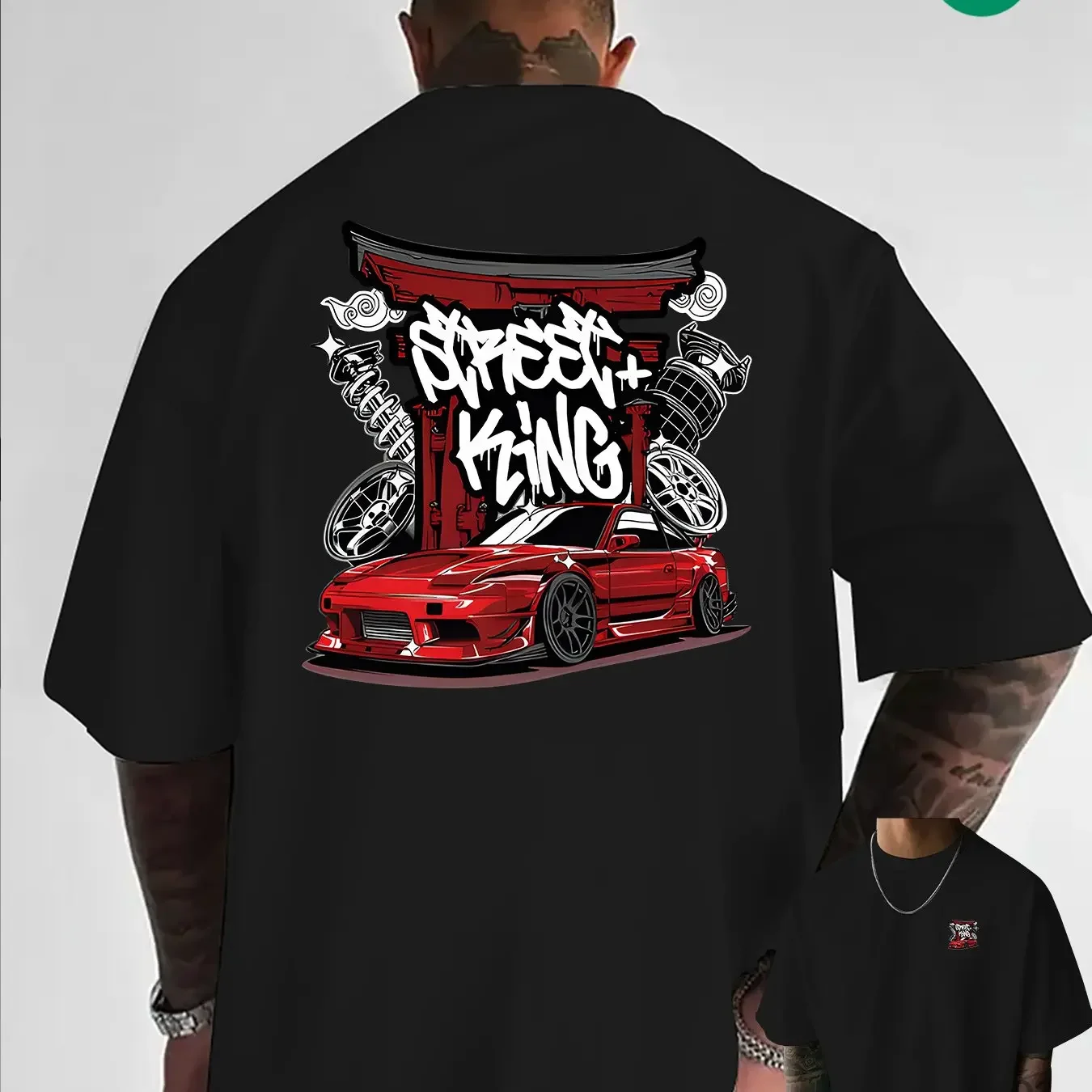 Men's Japanese Street Style Speed ​​King JDM Car Graphic T-Shirt 100% Cotton Summer Graffiti T-Shirt Casual Outdoor Top