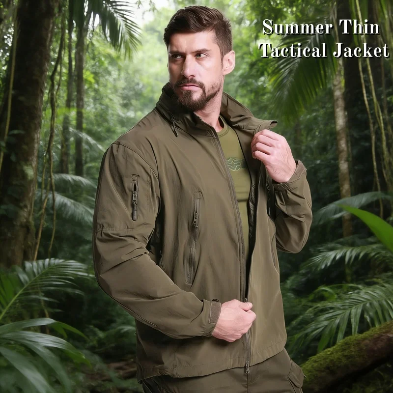 

Мужская тактическая куртка для активного отдыха, летняя тонкая быстросохнущая куртка, рабочая куртка с множеством карманов для мужчин