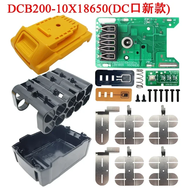 DCB200 Akumulator litowo-jonowy Plastikowa obudowa Płytka drukowana zabezpieczająca przed ładowaniem Obudowa akumulatora litowego DeWalt 18V 20V Wejście DC
