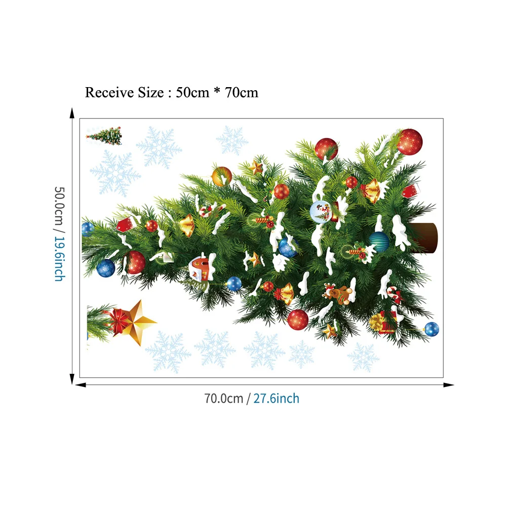 New Year Christmas Tree Wall Stickers Glass Window Home Decor Art Decals Creative 3D Living room Festival Decorations Wallpaper