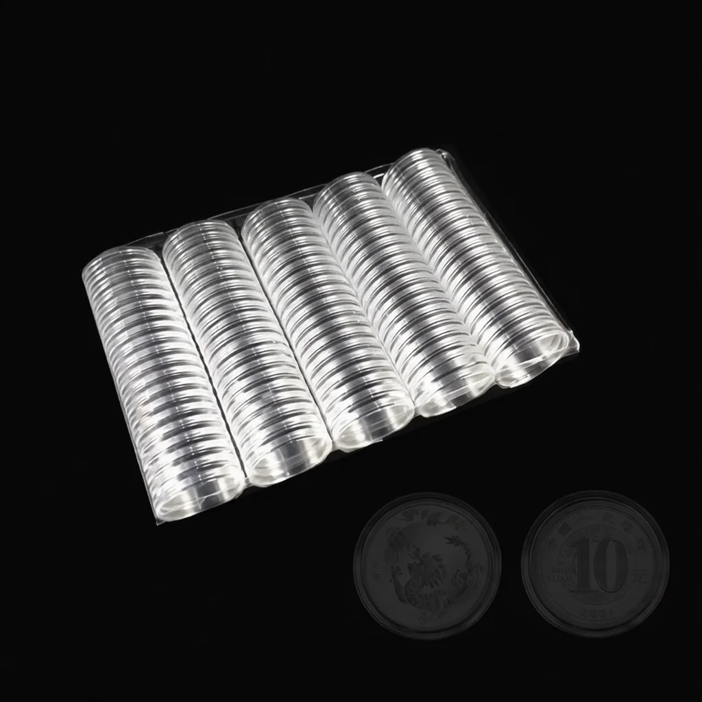 27mm Transparent Plastic Coin Capsule Protective Holder Box For Commemorative Medallion Collection Storage Organizer