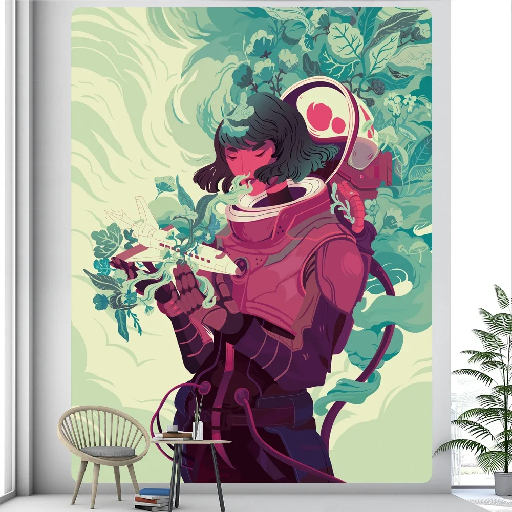 Abstract space astronaut psychedelic scene home art tapestry hippie boho tarot room wall decor wall hanging