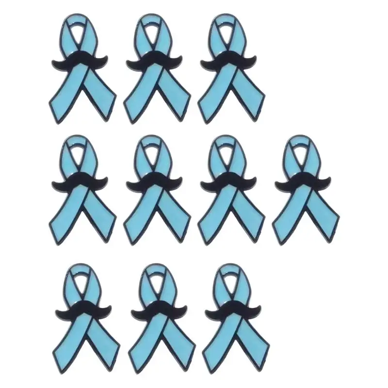 

R1WE 10pcs Drop Oil Ribbon Mustache Badge Brooch Pin for Comfortable Wear Fundraisers and Anniversaries Gathering Event Props