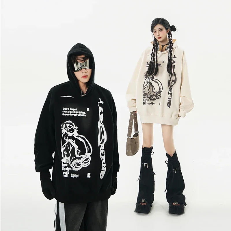 Aelfric Eden-Sudadera con capucha y estampado de personajes, ropa de calle Harajuku, Hip Hop, Jersey de algodón con capucha, Tops informales, 2023