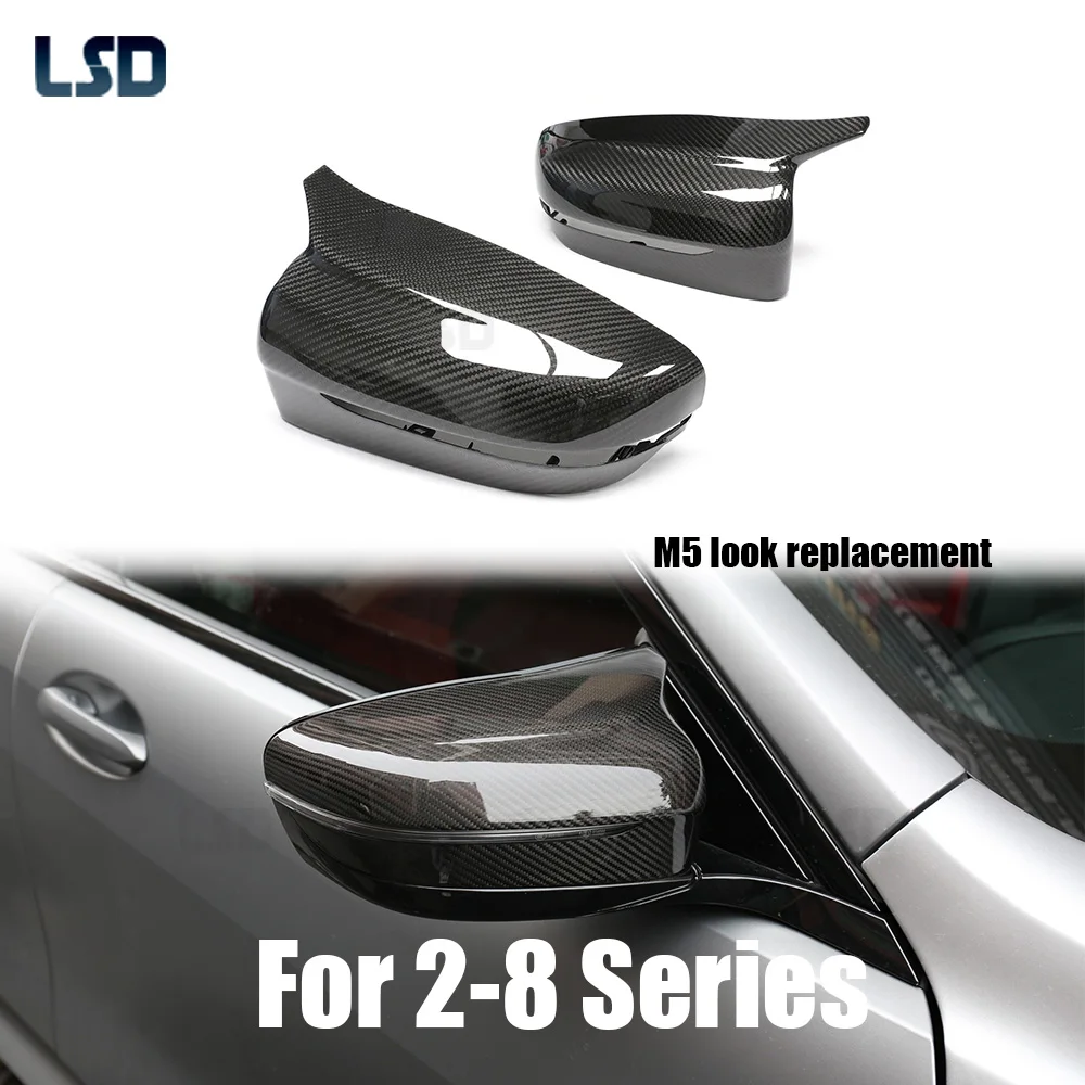 

M5 look For 2016-23 BMW G20 G22 G30 G32 G11 G12 G15 2 3 4 5 6 7 8 Series Dry Carbon Fiber RearView Mirror Cover Horn Replacement