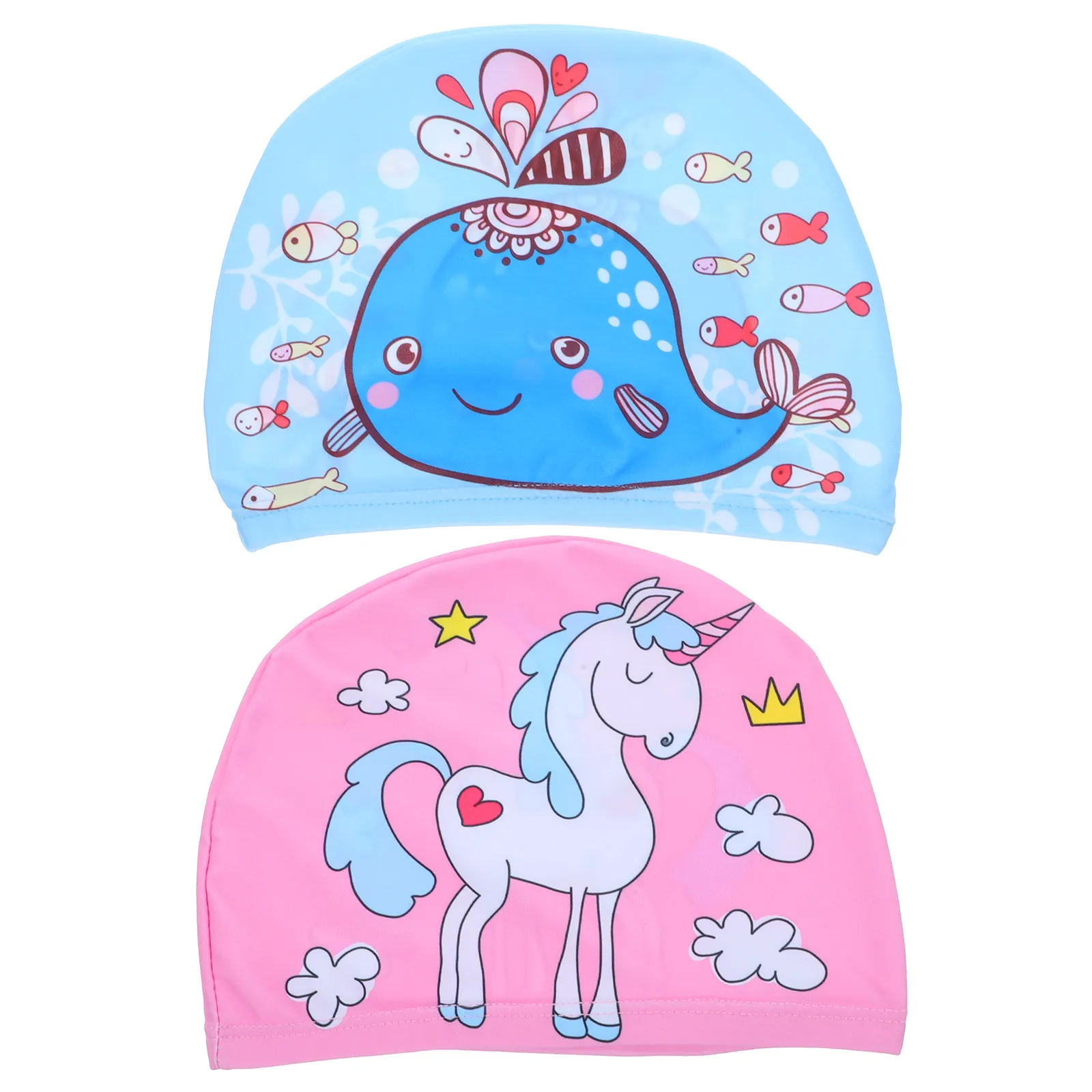 

2Pcs Soft Stretchy Swim Cap for Kids Unisex Fashionable Swimming Cap Hair Protection Swim Hat for Braids Dreadlocks Pool Use