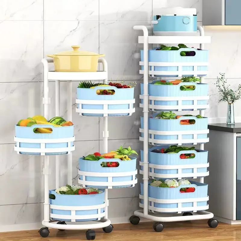 Floor Seam Multi-Layer Storage Organizer Rotating Vegetables Storage Shelf Multifunctional