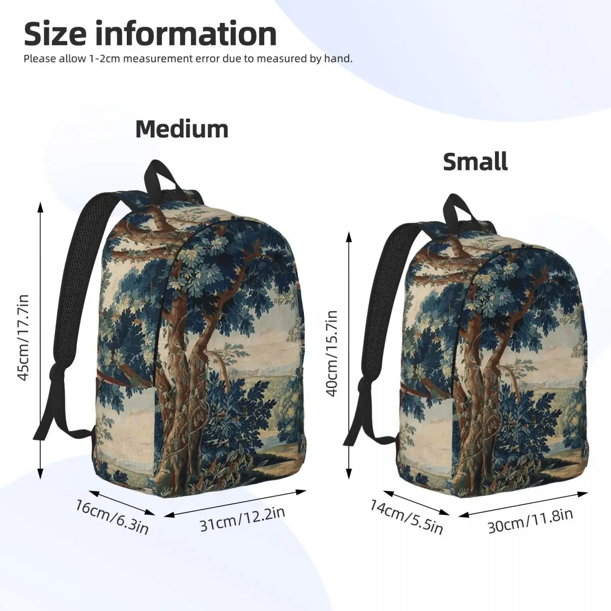 GREENERY, TREES IN WOODLAND LANDSCAPE Antique Flemish Backpack Daypack Kids BookBag School Bag Shoulder Bags for Boys Girls