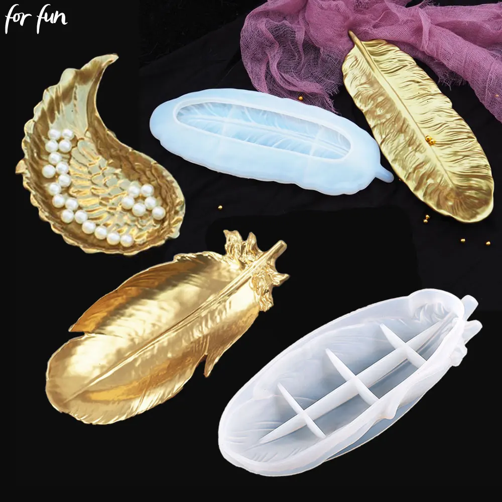 

For Fun Feather Wing Shape Storage Box Silicone Mold for Handmade Making DIY Cement Plaster Resin Mould Jewelry Storage Tools
