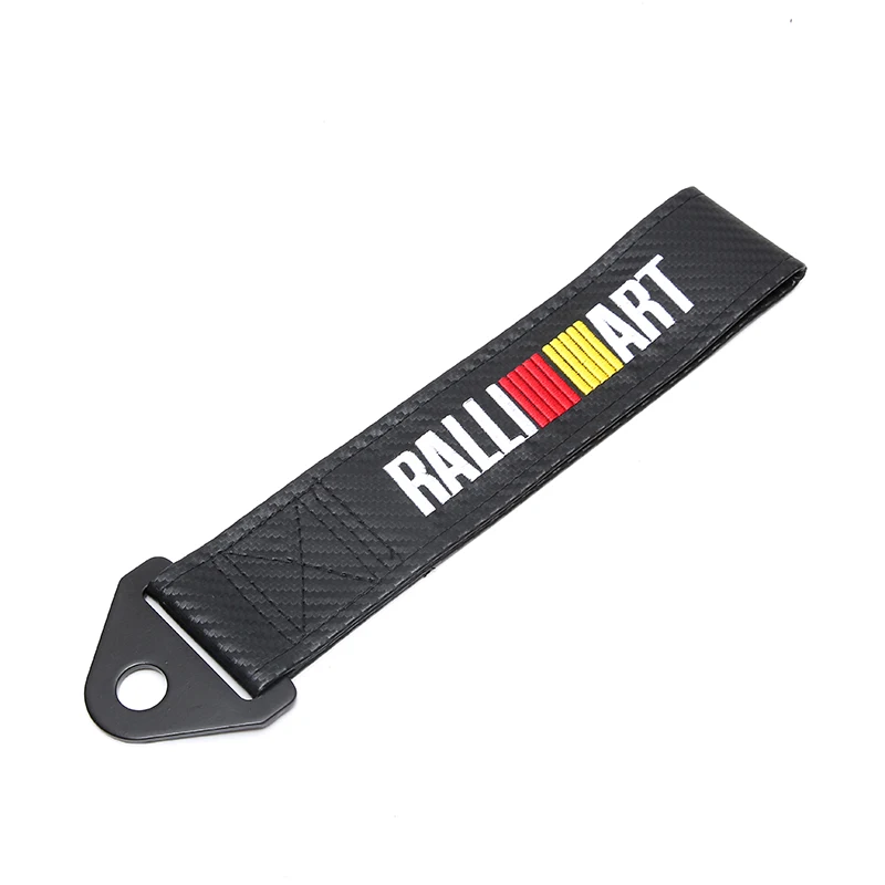 

Carbon Fiber Cloth Trailer Tow Rope Belt Car Front Bumper JDM Decoration for Mitsubishi RALLIART Emblem Lancer Car Accessories