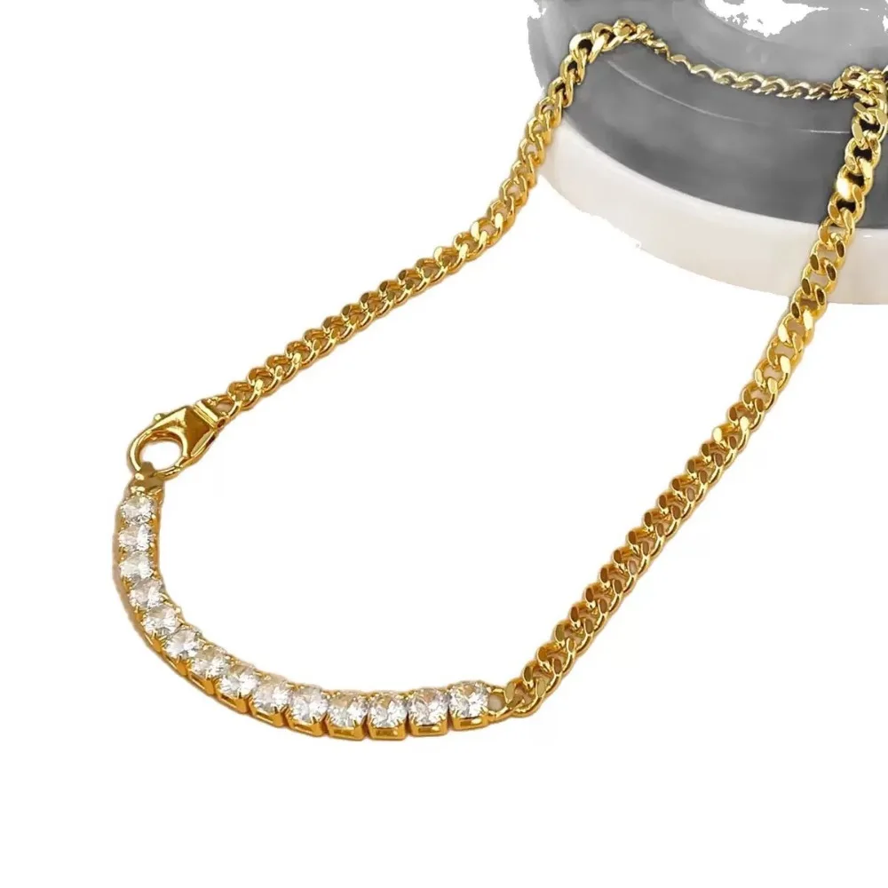 Luxuriöse 925 Sterling Silber Hip-Hop Halskette, Vergoldet mit Zirkonia, Kubanische Goldkette, Neues Produkt – Detail 8