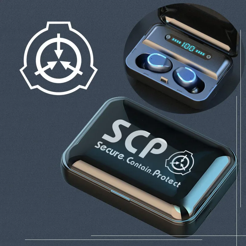 Customize SCP Foundation Bluetooth 5.0 Earphones 1200mAh Charge Box Wireless Waterproof Earbuds Active Noise Canceling Headsets