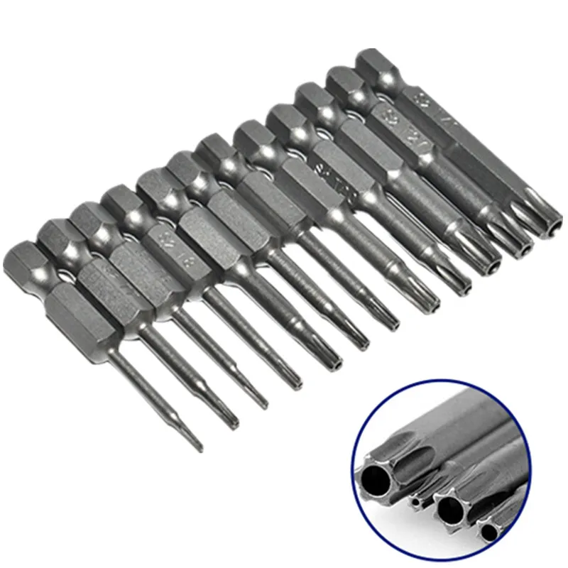 Torx Screwdriver Flat Head Tamper Proof Security Drill Bit Set for Electric Drill Magnetic Extension Adapter Star Hex Spline Bit