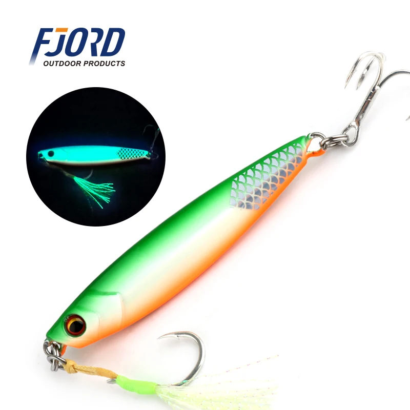 FJORD Flache, langsam leuchtende Metall-Jig-Blei-Angelköder, Salzwasser, 20 g, 30 g, 40 g, 60 g, Shore Casting, künstliche Köderhaken, Angelgerät