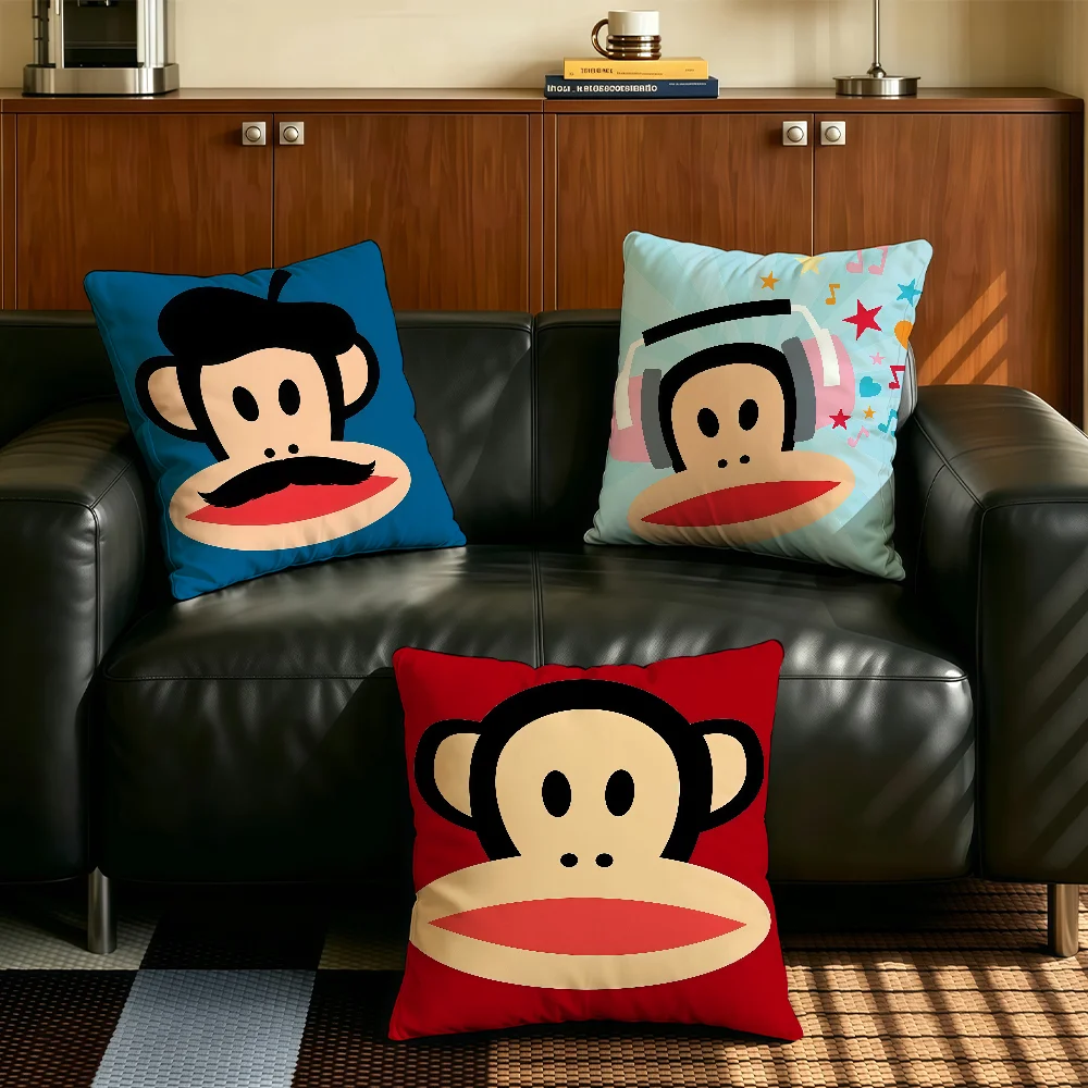 P-Paul F-Frank Monkey cushion cover Comfortable Decorative For Bedroom Living room Dormitory Picnic and Holiday Decoration