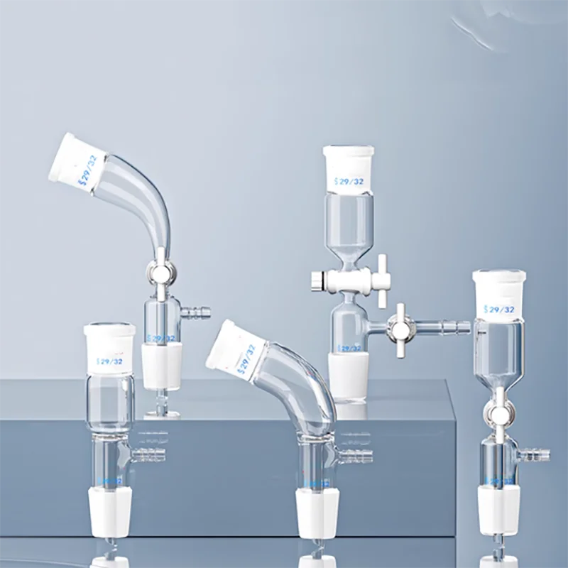

Glass vacuum receiving tube tail connection 105 degree glass tetrafluoro piston laboratory curved straight receiving tube