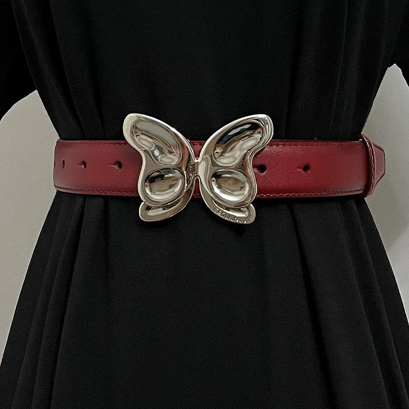 المرأة المدرج موضة فراشة جلد طبيعي فستان Cummerbunds الكورسيهات حزام أحزمة الديكور حزام ضيق TB2984