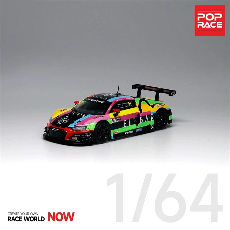 POPRACE 1:64 Audi R8 Macau GT LMS نموذج سيارة مصنوع من خليط معدني محاكاة، لعبة للأولاد، زخرفة قابلة للجمع للبالغين. #1