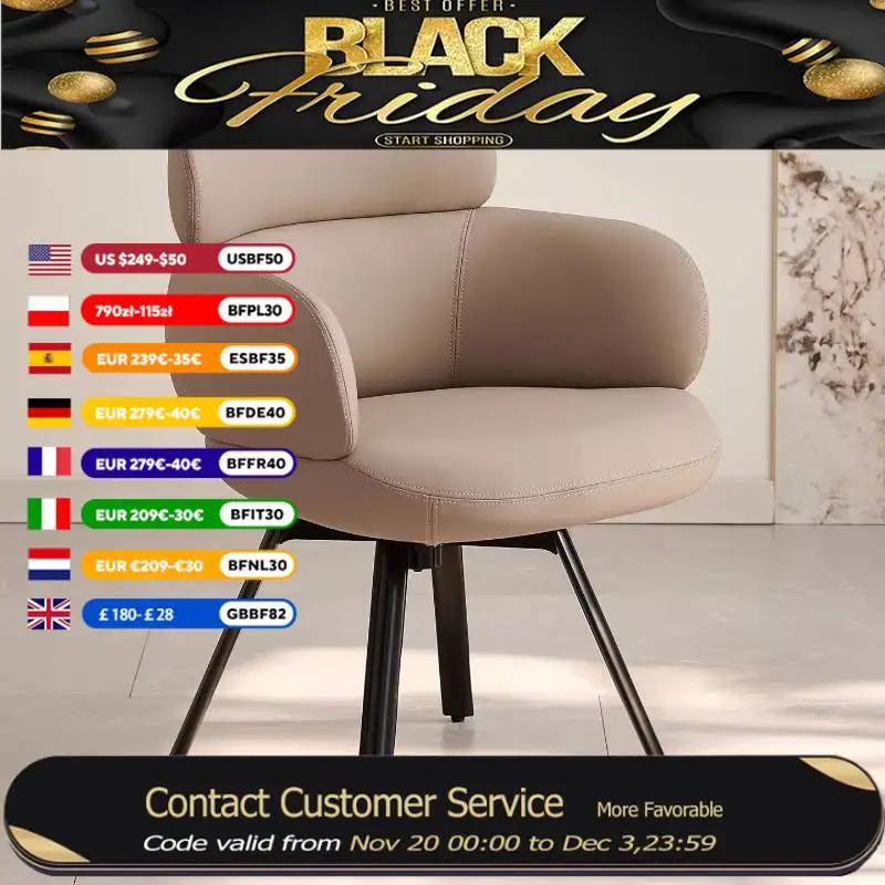 

Modern Backrest Dining Chairs Armrest Cushion Swivel Living Room Dining Chair Accent Conference Sillas Para Comedor Furniture