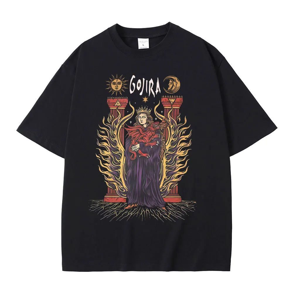 المعادن روك باند Gojira Merch تي شيرت الصهارة تي شيرت الثروة تي شيرت الرجال النساء موضة المتضخم التي شيرت القطن خمر تي شيرت #2